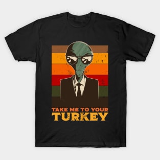 Funny Retro Alien Thanksgiving T-Shirt